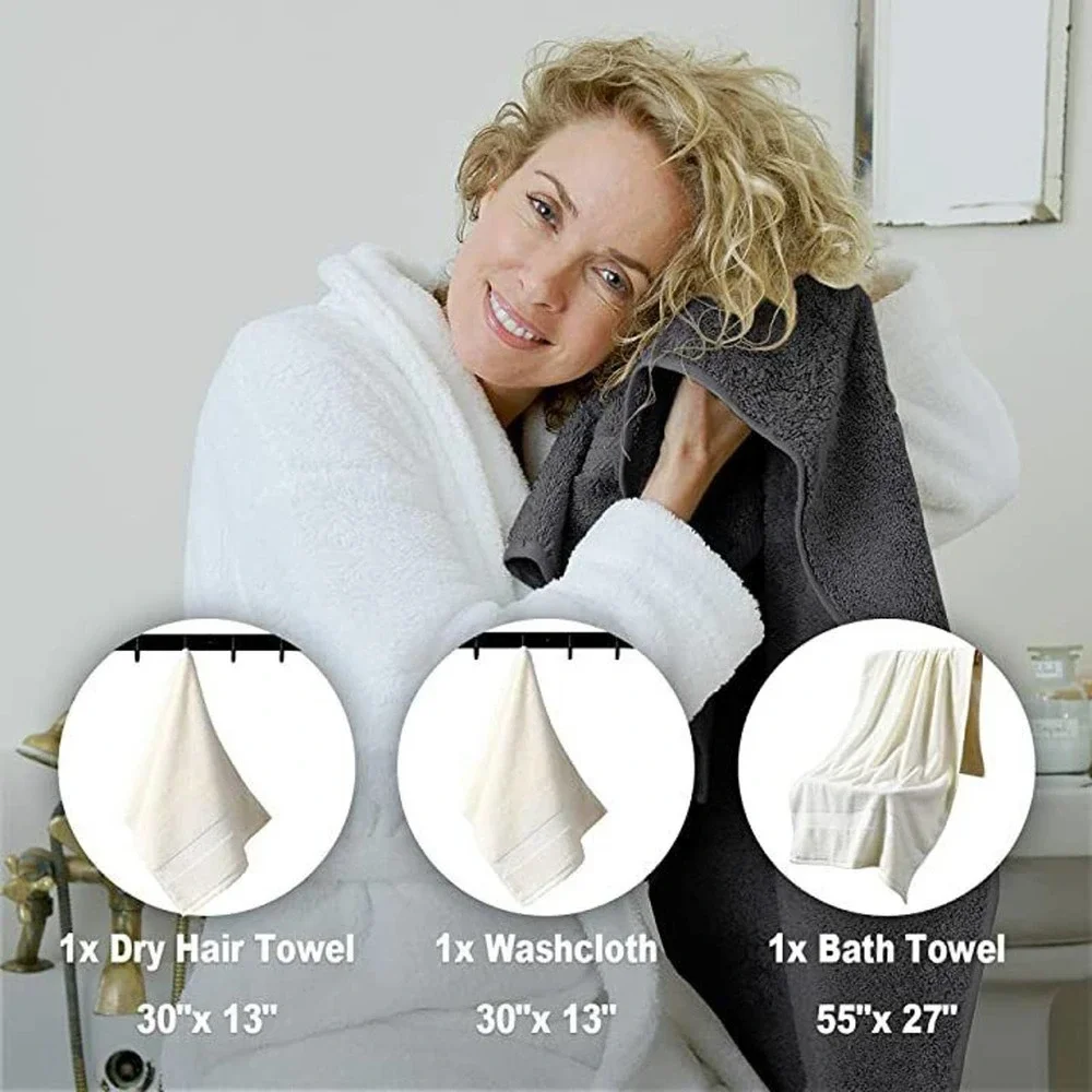 Bath Hand Towel Sets - 100% Cotton Premium Quality 1 Bath & 2 Hand Towels Set